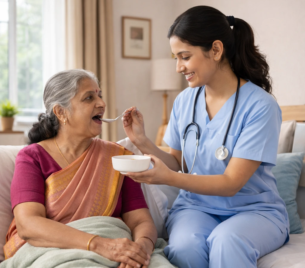 Professional caretaker providing patient home care services in Tamil Nadu - Anbu Sri Sai Health Care